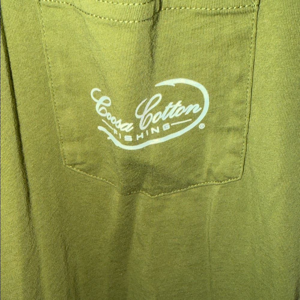 Coosa Cotton Casual Olive Green Men's Tee - Picture 3 of 5
